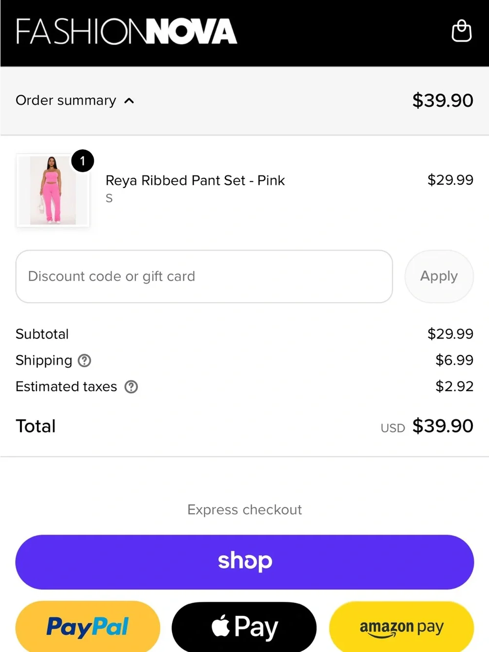 Fashion Nova Hot Pink Ribbed Bandeau & Track Pants Set